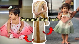 Setmund into frock  cutting and stitching Malayalam 👗 [upl. by Assirual]