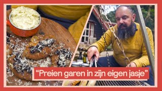 Stamppot van gebrande prei met wildzwijn schnitzels 2  Buiten koken met Ramon [upl. by Anerda]