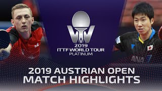 Liam Pitchford vs Jun Mizutani  2019 ITTF Austrian Open Highlights R32 [upl. by Anitsirhcairam]