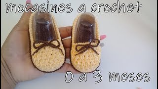 Mocasines tejidos a crochet para bebe en punto garbanzo [upl. by Fellner731]