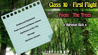 Class 10 First Flight  Poem  The Trees [upl. by Katlin957]