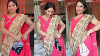 uniqe style hanky tuck in lowest saree 🥻 hide and unhide [upl. by Elberta]