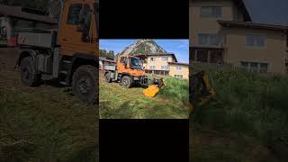 Mulchen mit Unimog U400 und Müthing Mulcher asmr [upl. by Rellek428]