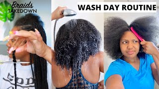 Curly Natural Hair Wash Day Routine 2022  Braids Takedown start to finish [upl. by Gertrude]