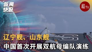 中国海军辽宁舰、山东舰编队首次开展双航母编队演练 [upl. by Kcirddahc]