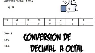 CONVERSION DE DECIMAL A OCTAL [upl. by Ettenawtna]