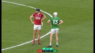 CONTROVERSIAL INCIDENT AS CORK KEEPER IS POLEAXED BY AARON GILLANE  CORK V LIMERICK 2024 HURLING [upl. by Veljkov]