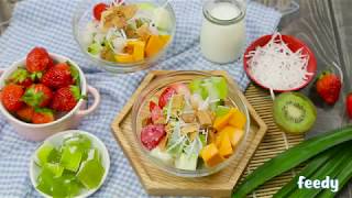 Fruit with pandan jelly gruel  Recipe by Feedy Food [upl. by Tri925]