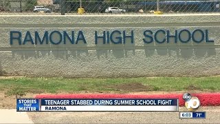 Teenager stabbed during summer school fight at Ramona High School [upl. by Sudnor]