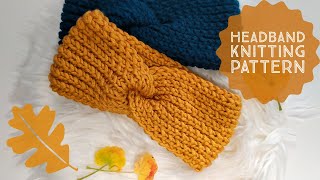 AUTUMN HEADBAND  knitting tutorial for beginners [upl. by Mclaughlin305]