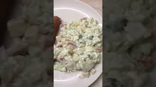 Bockwurst sausage with Potatoes salad Cucumber and Tomatoes shortyummysatisfyingvideoviralvideo [upl. by Turnheim]