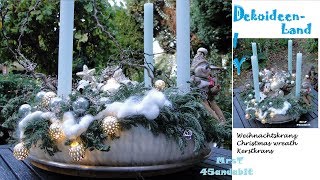 DIY Adventskranz selber binden Wolle  Wintergrün I Weihnachtsdeko l Adventsgesteck DekoideenLand [upl. by Eemla]