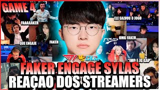 STREAMERS REAGEM ao ENGAJE do FAKER com WOMBO COMBO COLOCANDO O JOGO 4 do WORLDS no BOLSO [upl. by Nahtnoj]