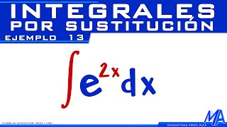 Integral de la exponencial  Integrales por sustitución  Cambio de variable  Ejemplo 13 [upl. by Aicener]