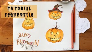 DIPINGERE ZUCCHE ILLUMINATE AD ACQUERELLO 🎃  TUTORIAL [upl. by Garrick]