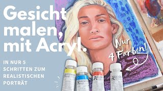 Du willst ein Gesicht malen In 5 Schritten zum realistischen Porträt – Acrylfarben für Anfänger [upl. by Acinoev]