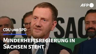 CDU und SPD in Sachsen einigen sich auf Koalitionsvertrag für Minderheitsregierung  AFP [upl. by Nylg]