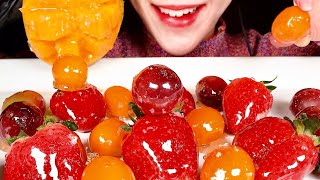 ASMR Tanghulu🍓 Candiedfruits  Strawberry Kumquats Mango Grapes Mukbang [upl. by Htezzil]