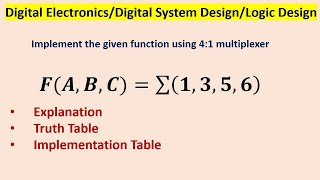 Implement the given function using 41 multiplexer 𝑭𝑨𝑩𝑪∑𝟏𝟑𝟓𝟔 [upl. by Immaj]