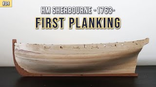 First layer of planking  Sherbourne 1763 Ship Modeling [upl. by O'Neil846]