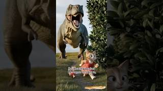 Cute cat andd kitten chased by dinosaurs cat catstory catlover [upl. by Eibber]