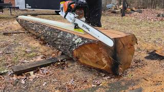 TURNING Oak Log into 4x4 Lumber with Timber Tuff Chainsaw Mill Guide [upl. by Quiteri]