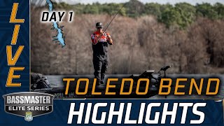 Highlights Day 1 Bassmaster action at Toledo Bend [upl. by Tamsky37]