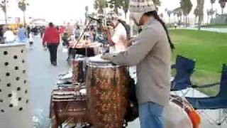 Ecuadorians play music and girl dances Venice Beach California DEC 2008 [upl. by Koloski68]