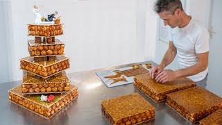 Création dune pièce montée moderne en choux et nougatine  Pâtissier professionnel [upl. by Sloan]