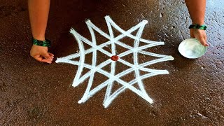 Puratasi madham simple star kolam32 Navaratri special kolamSaraswati Puja kolamSuper rangoli [upl. by Anaiad848]