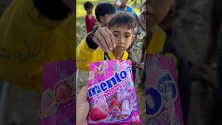 Yummy Bites MENTOS STRAWBERRY 🍓 Flavour Candy eating by villagee viralvideo satisfying fyp [upl. by Misty75]