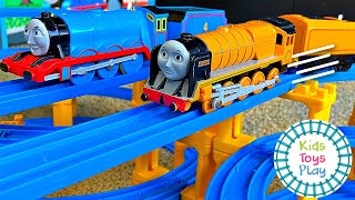 TOMY Track Build and Thomas the Train Races [upl. by Nilla557]