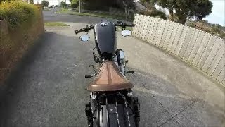 Harley Custom 48 Sportster Start up and Take Off [upl. by Shivers96]