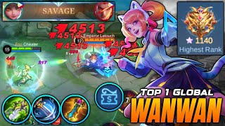 SAVAGE Wanwan New Best Build and Emblem  Top 1 Global Wanwan  MLBB [upl. by Fabrianne731]