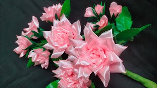 How tomake satin Ribbon rose flower handmade decoration flower making Tutorial [upl. by Hayifas88]