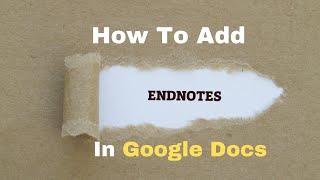 How To Add Endnotes In Google Docs 2023 [upl. by Natanhoj]