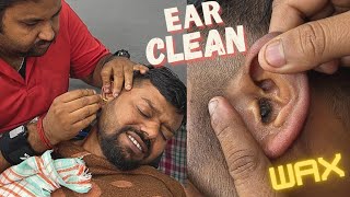 Chemical Ear cleaning amp wax removing after effective Head Massage  ASMR Indian Barber [upl. by Eicirtap]