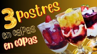 3 POSTRES 🍓con FRUTILLAS 🍓🍓en COPAS🤤Fáciles ¡Listos en Minutos trifle frutillas postre [upl. by Zeculon123]