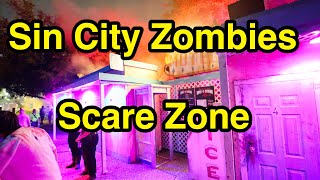 Sin City Zombies Scare Zone  HowlOScream 2024 Busch Gardens Tampa FL [upl. by Mastrianni]