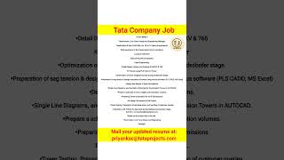 Tata Company Job  Tata Projects Job  Best Jobs for Freshers  Job Vacancy 2024 [upl. by Eugenius]