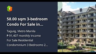 5800 sqm 3bedroom Condo For Sale in Taguig Metro Manila [upl. by Acillegna]