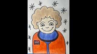 How to Draw Ellen Ochoa Hispanic Heritage Month [upl. by Devitt]