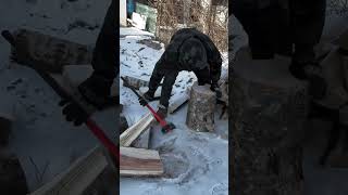 Wood chopping with an axe Goodtools and machinery make work more faster [upl. by Svetlana]