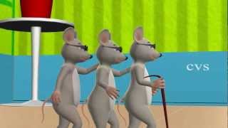 3D Animation Three Blind Mice English Nursery Rhyme for children with lyrics [upl. by Noremac]