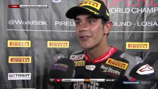 Jordi Torres wins in WorldSBK for the first time  his winning interview [upl. by Fortune491]