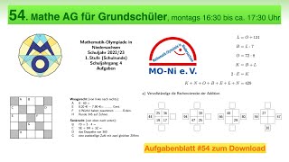 54  Mathe AG Grundschüler  Mathe Olympiade 2022  20023  1 Stufe  Klasse 4 [upl. by Weisburgh]