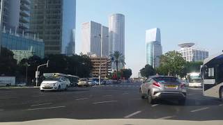 Ride on Menachem Begin Road and on HaMasger st in Tel Aviv via Azrieli Mall [upl. by Yalc398]