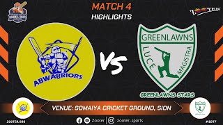 MATCH 4 HIGHLIGHTS  AB WARRIORS vs GREENLAWNS STARS  INTERNATIONAL SCHOOL DADS 7O [upl. by Kumar629]