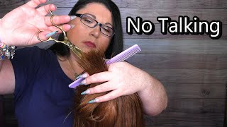 ASMR Hair Salon Roleplay NO TALKING Wet Haircut Blow Dry Hair Dryer Spray Sounds Brushing [upl. by Pasol]