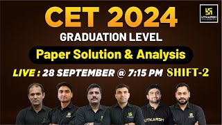 Rajasthan Cet Paper Solution 2024  CET Paper Solution amp Analysis 28 Sep Shift 2 Utkarsh Classes [upl. by Kcirdaed]